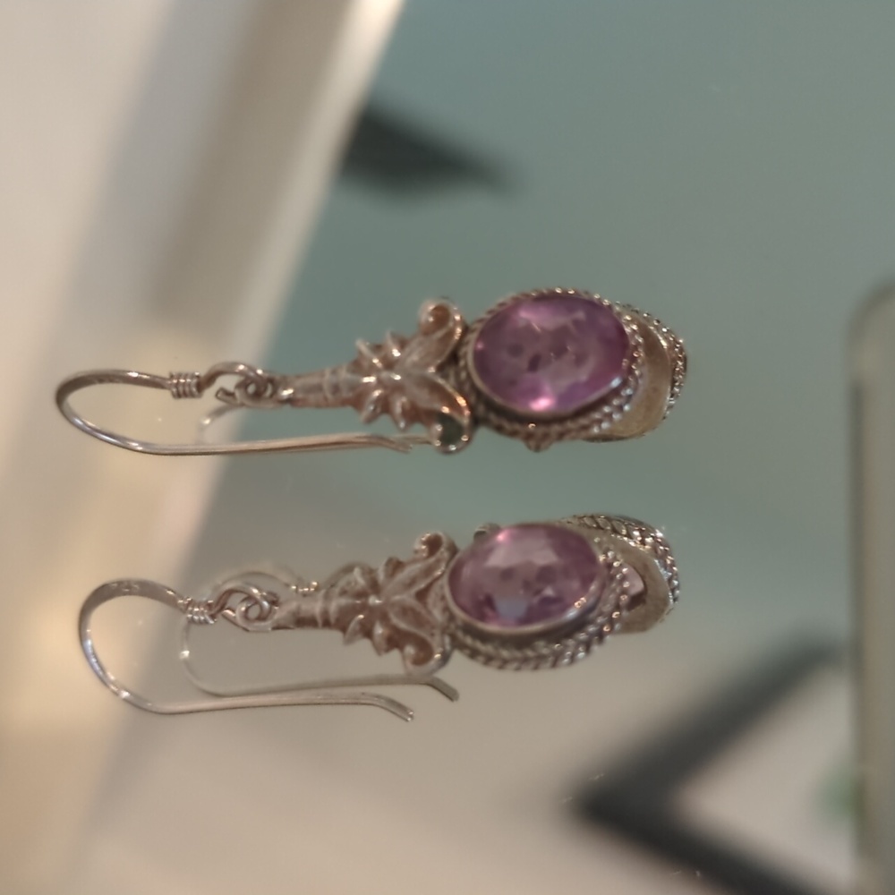 Genuine Amethyst and sterling earings